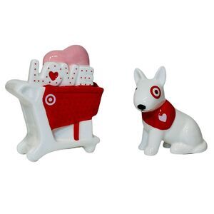 Target Spritz Valentine's Day Ceramic Cart & Bullseye Dog Set Of‎ 2 NEW 2025